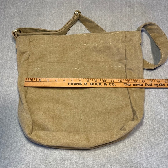 Khaki Canvas Crossbody Messenger Bag Strap Pockets Everyday Casual Hobo Shoulder - Picture 4 of 6